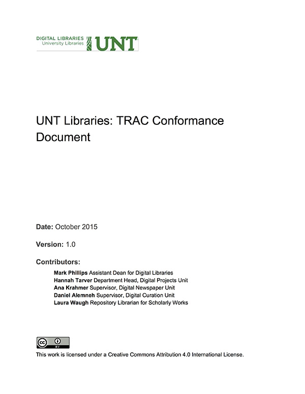 cover page UNT TRAC document