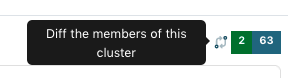 Screenshot of hover text for cluster diff.