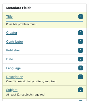 Screenshot of multiple fields flagged in the overview