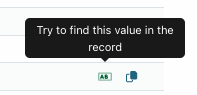Screenshot of the value-find button with hover text